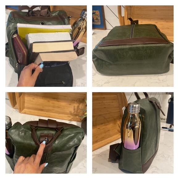 Vegan Leather Backpack One Shoulder Messenger Anti Theft Waterproof Travel main image 7